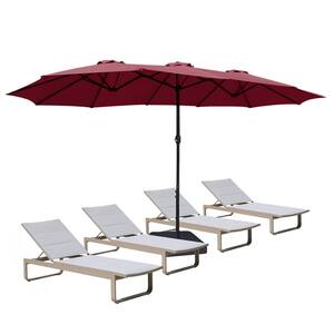 Patio Furniture Weight Base is not included Red ROWHY 15ft Patio Umbrella Double-Sided Outdoor Market Umbrella Oversize Umbrella with Crank for Pool Patio Shade 