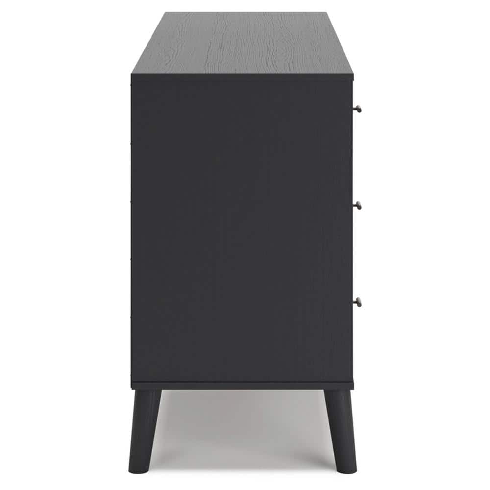 Charlang Mid-Century Modern Black & Beige 6-Drawer Dresser