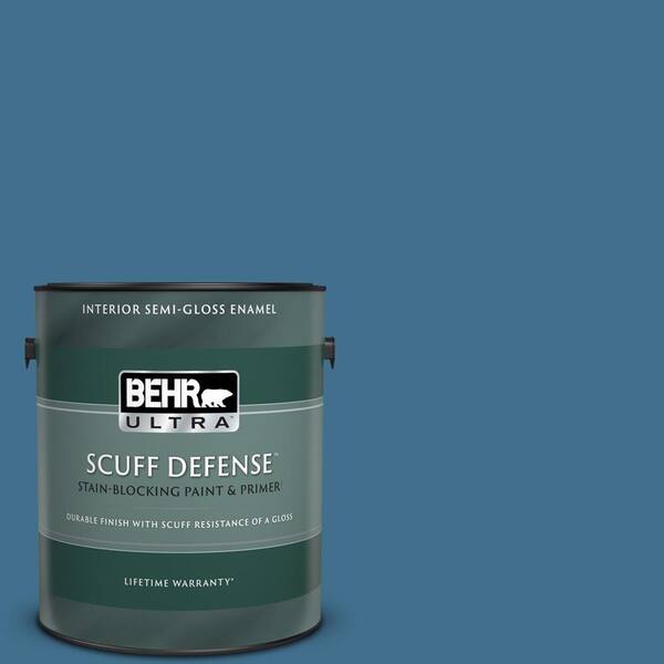 BEHR ULTRA 1 gal. #M500-5 Sojourn Blue Extra Durable Semi-Gloss Enamel Interior Paint & Primer