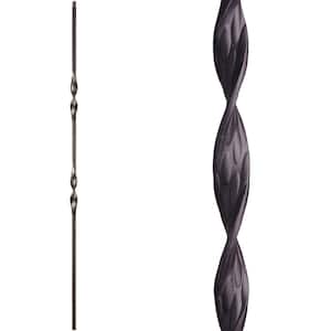 Ribbon Twist 44 in. x 0.5 in. Satin Black Double Ribbon Solid Wrought Iron Baluster