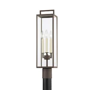 Beckham 3-Light Bronze Metal Hardwired Outdoor Weather Resistant Post Light with No Bulb Included