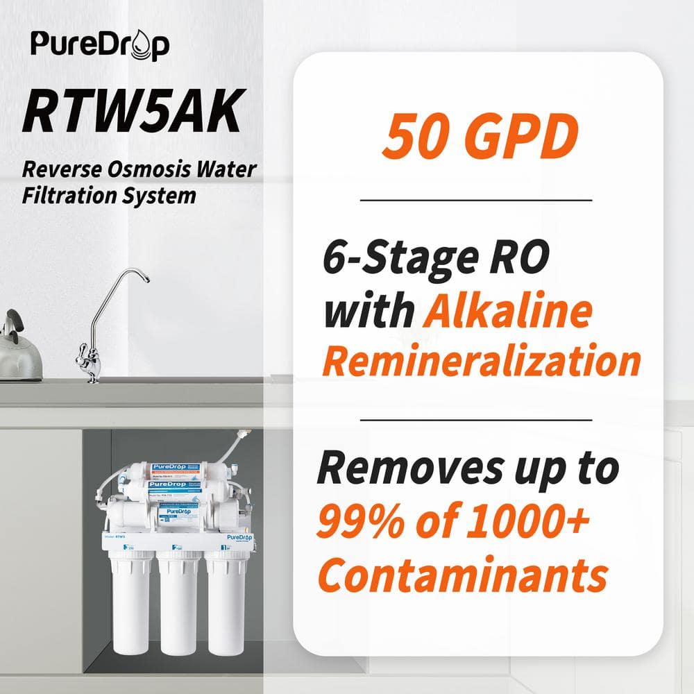 PureDrop 6-Stage Alkaline Remineralization Under-Sink Water Filter System