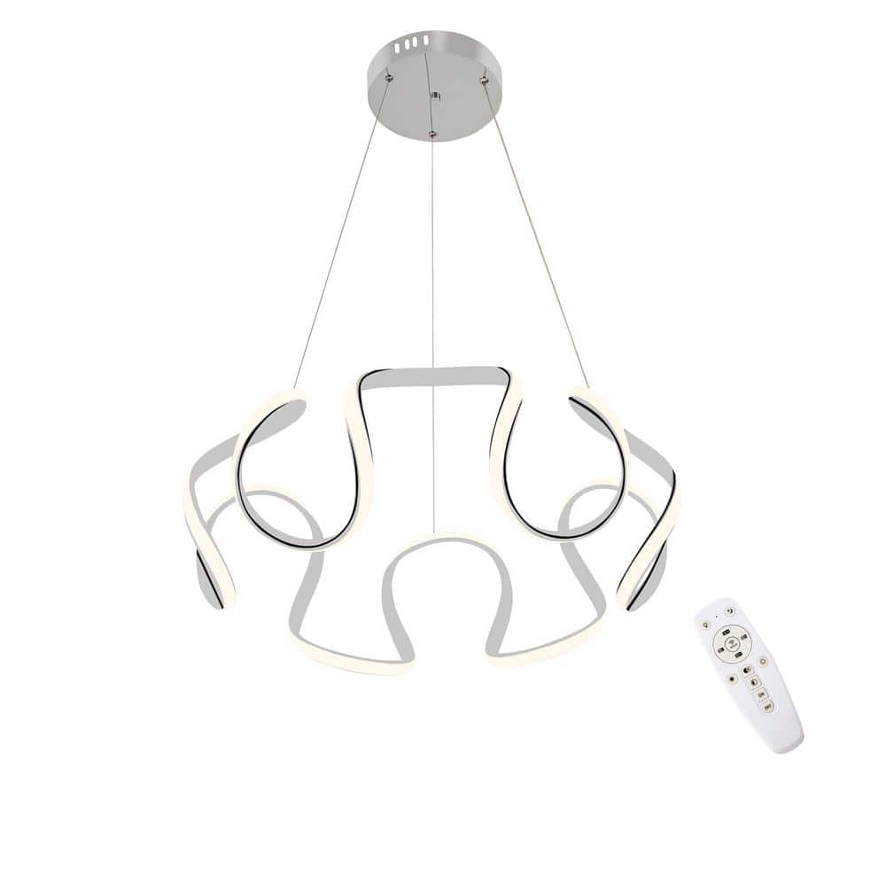 OUKANING 45-Watt 1-Light Silver Minimalist Shaded Dimmable Integrated ...