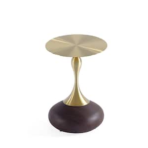 Patchin Modern 15.75 in. Brown and Gold Round Stainless Steel End Table