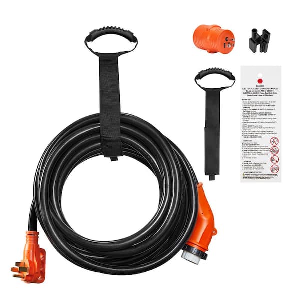 RV Power Generator Cord, 30 ft., 8-Gauge / 3-Conductors, PVC, 50 Amps, 250-Volt, RV Marine Extension Cord Lighted End
