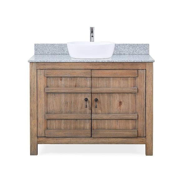 Lindor 42 in. W Freestanding Wood Color Bath Vanity with Gray Stone Top
