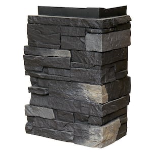Country Ledgestone 10.25 in. x 3.5 in. Andean Onyx Faux Stone Siding Corner (4-Pack)
