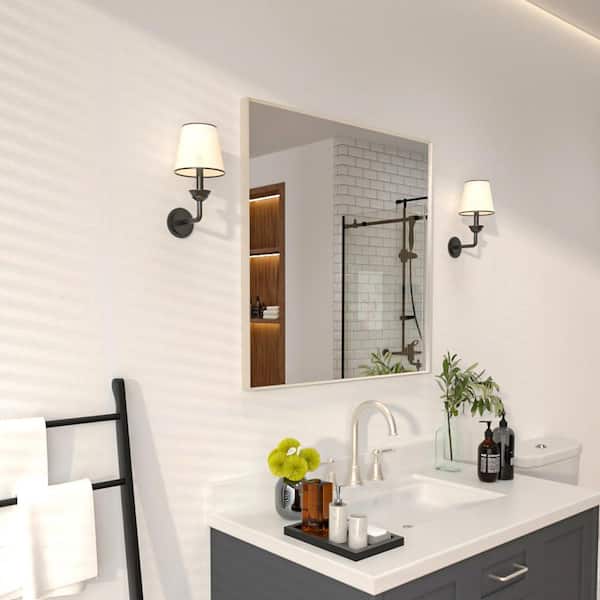 Aura 30 in. W x 30 in. H Rectangular Framed Wall Bathroom Vanity Mirror in Brushed Nickel