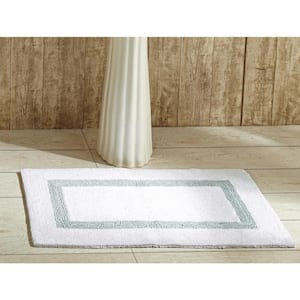 Hotel Collection White/Blue 17" x 24" 100% Cotton Bath Rug