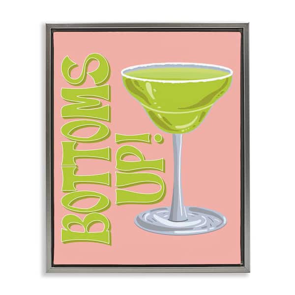 Stupell Industries Bottoms Up Cocktail by Hey Bre Creative Studio Gray Floater Frame Food Graphic Art Print 21 in. x 17 in.