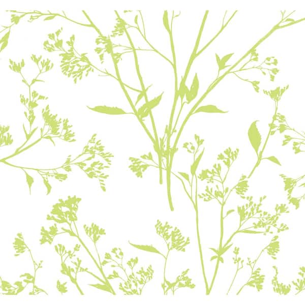 A-Street Prints Southport Chartreuse Delicate Branches Wallpaper Sample