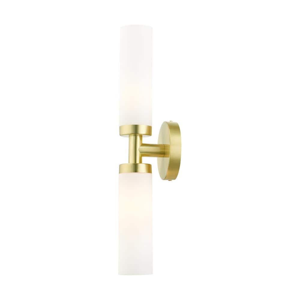 Satin Brass and Opal Glass 18" Modern Vanity Light