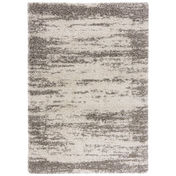 Hudson Shag 2 ft. x 3 ft. Ivory/Gray Distressed Area Rug