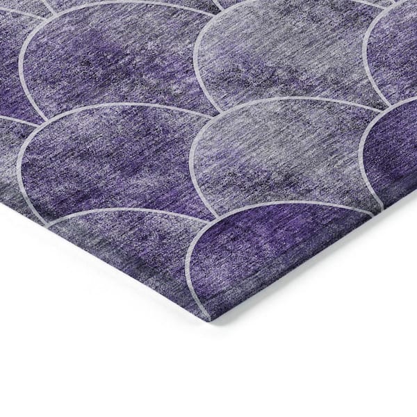 Purple, Lilac, Lavender 3 ft. x 5 ft.  Woven Abstract Polyester Rectangle Indoor / Outdoor Area Rug