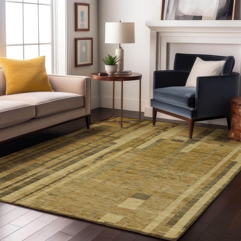 Mayfield Premium Machine Washable Abstract AMF1063 Gold 3 ft. x 4 ft. Area Rug price history on PriceWatchPro