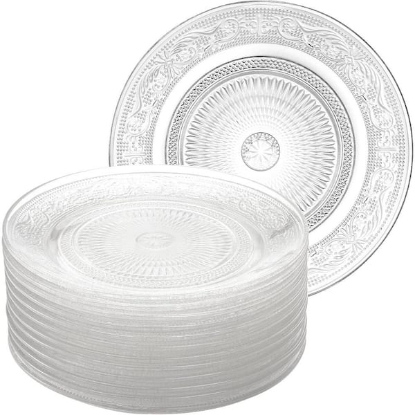 7 in. Clear Small Glass Dessert Plates Fruit Plate Appetizer Snack Plate Glasses Dinnerware ( Set of 12 )