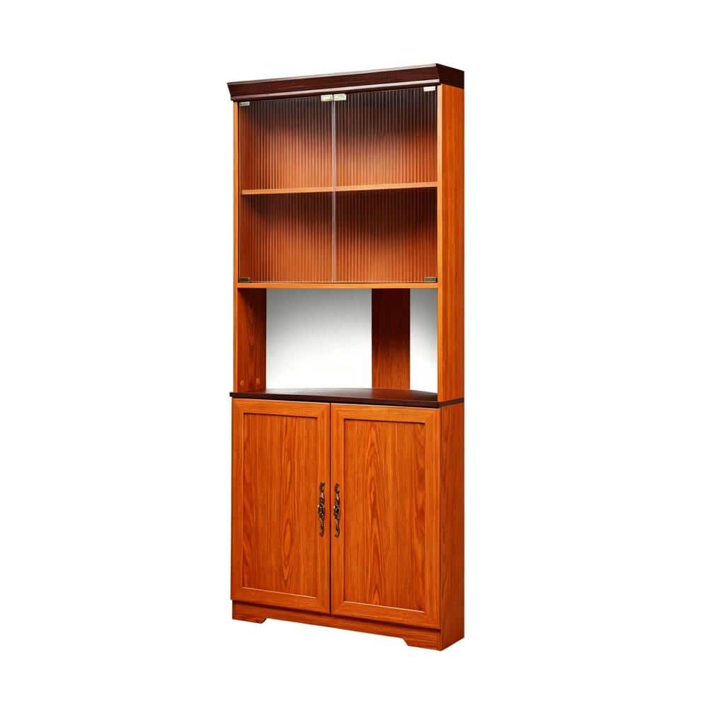 Avex Dark Oak 70.86 in. H Freestanding Corner Storage Cabinet 5 Tiers Wine Cabinet