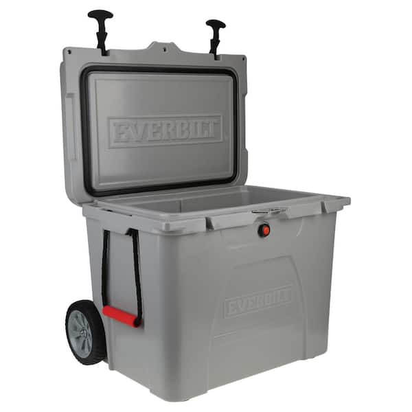 Wheeled Cooler w/Retractable Handle 60 Qt Anti-Microbial Liner-Made in the USA 