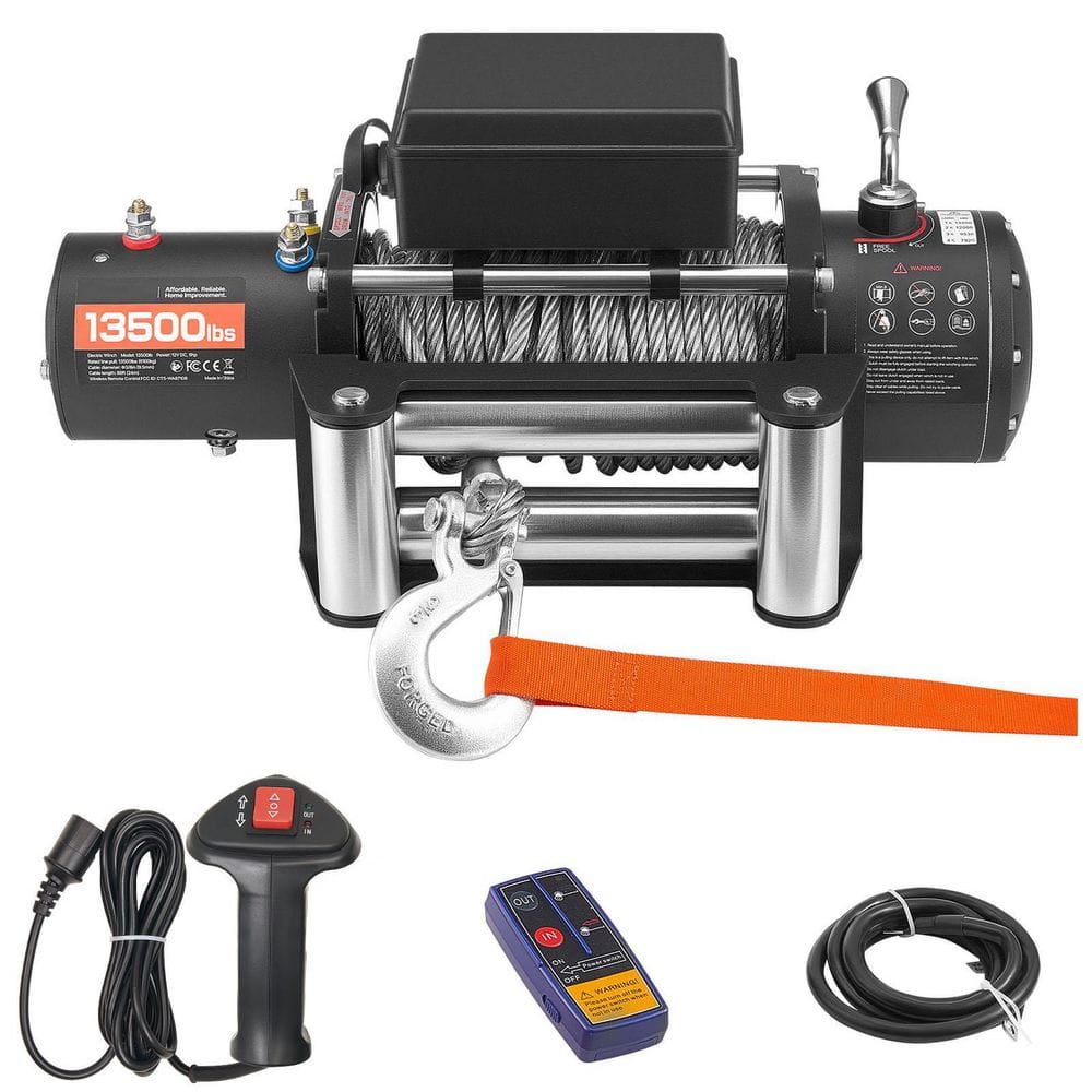 Universal Electric Winch, 12V DC, 13500 lbs., Φ3/8 in. x 80 ft. Steel Rope, Wireless & Wired Remote, IP55 Waterproof price history on PriceWatchPro