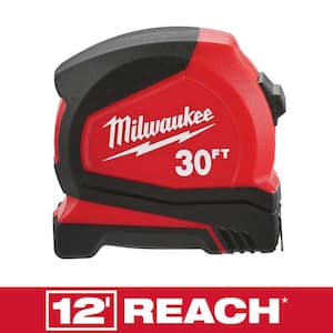 Compact 30 ft. SAE Tape Measure with Fractional Scale and 9 ft. Standout