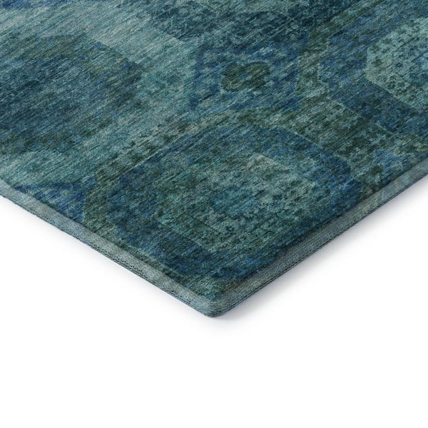 Mayfield Premium Machine Washable Abstract AMF1944 Blue 2 ft. x 7 ft. Runner Rug