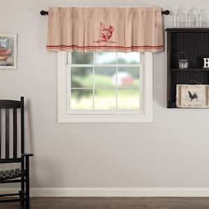 Sawyer Mill Chicken 72 in. L x 20 in. W Pleated Cotton Valance in Country Red Khaki
