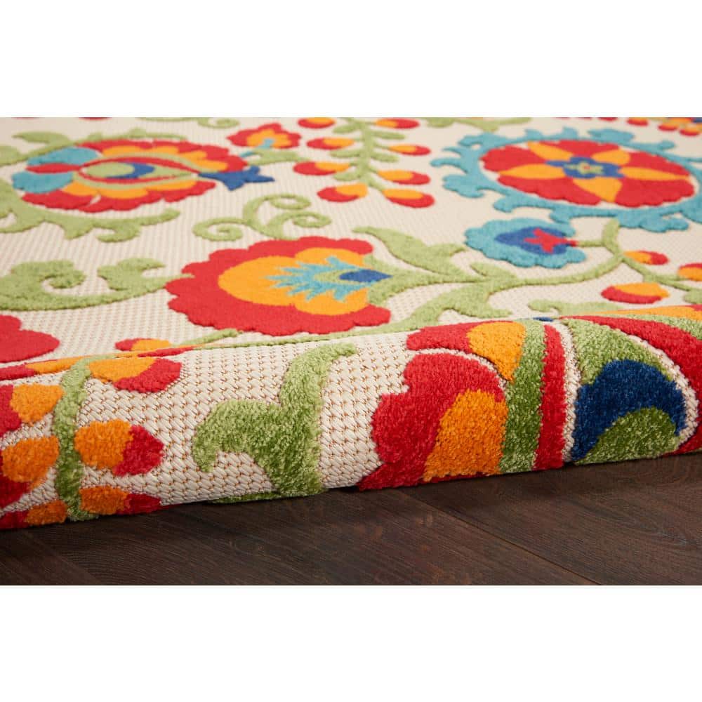 Aloha Multicolor Floral Synthetic 6' x 9' Rectangular Area Rug