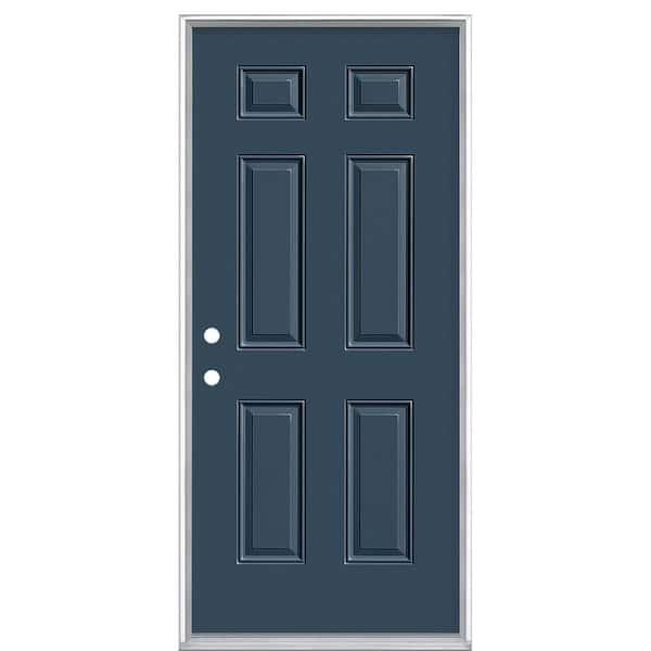 Masonite 36 in. x 80 in. 6-Panel Right-Hand Inswing Painted Steel Prehung Front Exterior Door No Brickmold