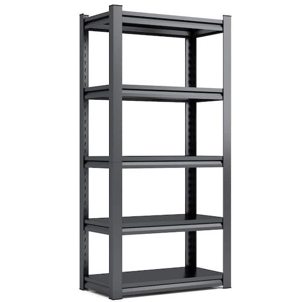 72H 5-Tier Metal Shelves 2000 lbs. Heavy Duty Storage Shelves Adjustable Garage Shelf Industrial Shelving Unit in Black