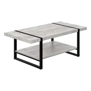 Mariana 47.25 in. Grey Rectangle Wood Coffee Table with Shelves, and Storage