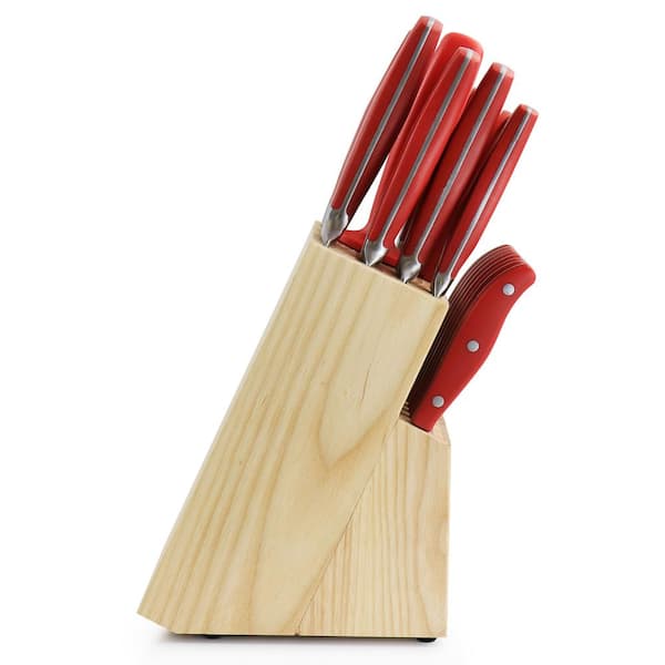 Kenmore Elite 18 Piece Stainless Steel Cutlery And Wood Block Set In Red :  Target