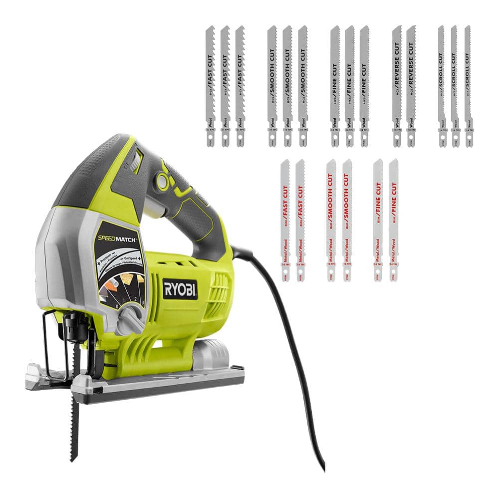 RYOBI ONE 18V Cordless Orbital Jig Saw (Tool Only) With All Purpose Jig Saw  Blade Set (20-Piece) P5231-A14AK201 The Home Depot