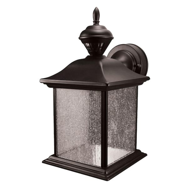 Heath Zenith City Carriage 150 Degree Black Outdoor Motion Sensing Wall Lantern Sconce Hz 4127 Bk The Home Depot - Motion Activated Outdoor Wall Light Home Depot