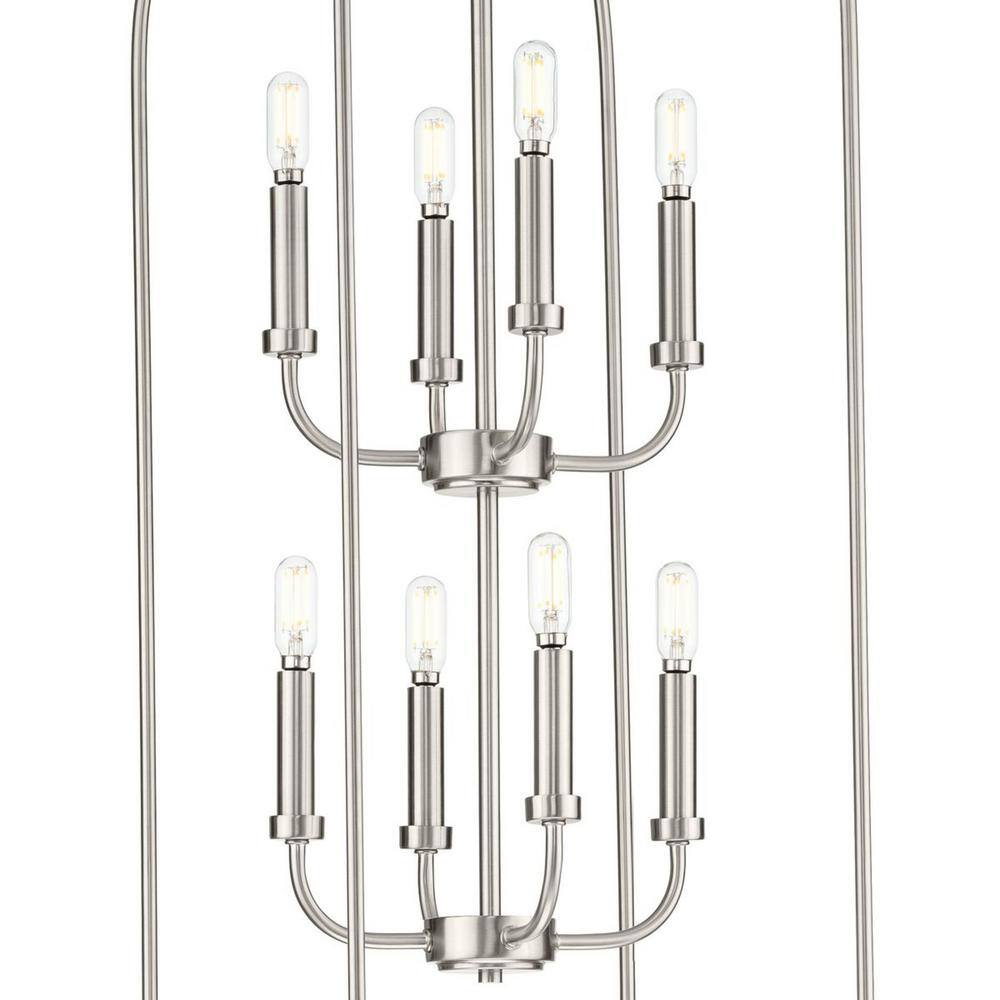 Leyden Brushed Nickel 8-Light Farmhouse Foyer Pendant