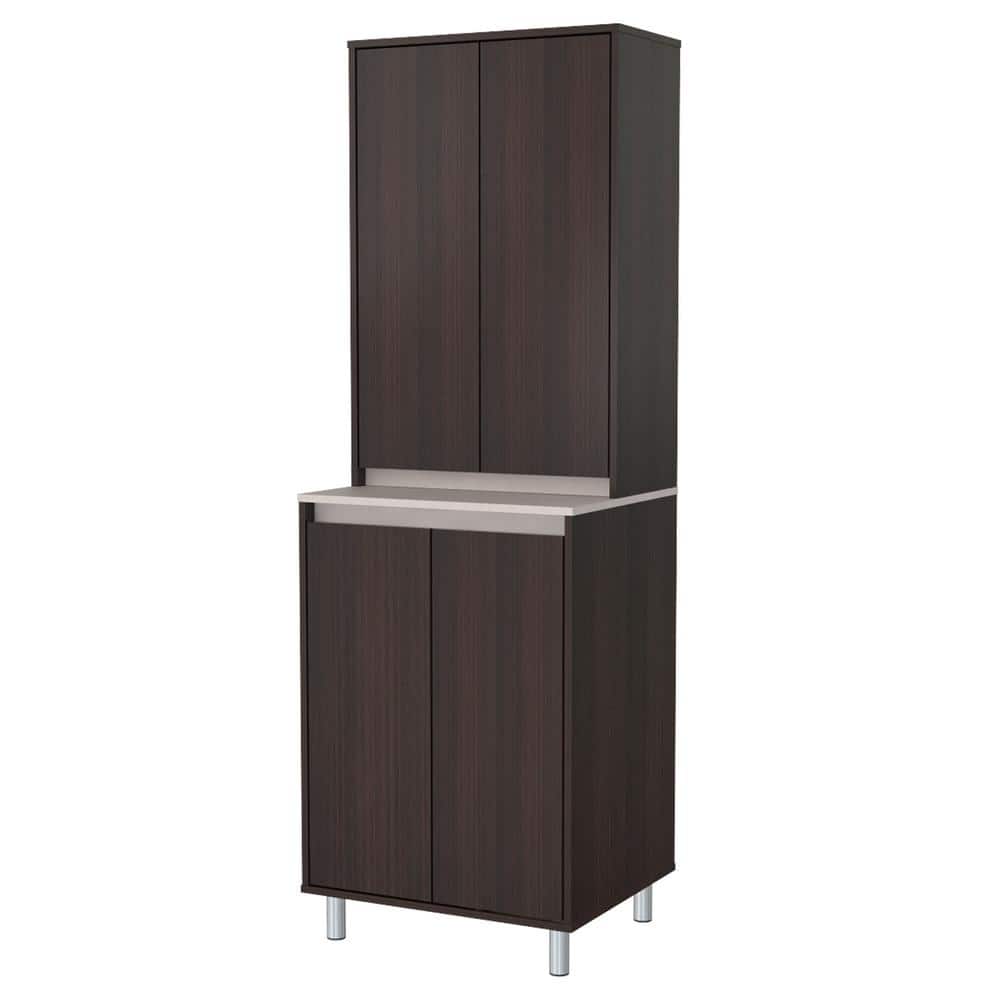 Inval AMBROSSIA Breakroom 4-Door Cabinet, Espresso and Amber Grey Inval AMBROSSIA Breakroom 4-Door Cabinet, Espresso and Amber Grey