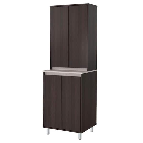 inval america LLC Espresso and Amber Grey Breakroom Cabinet with 4-Doors
