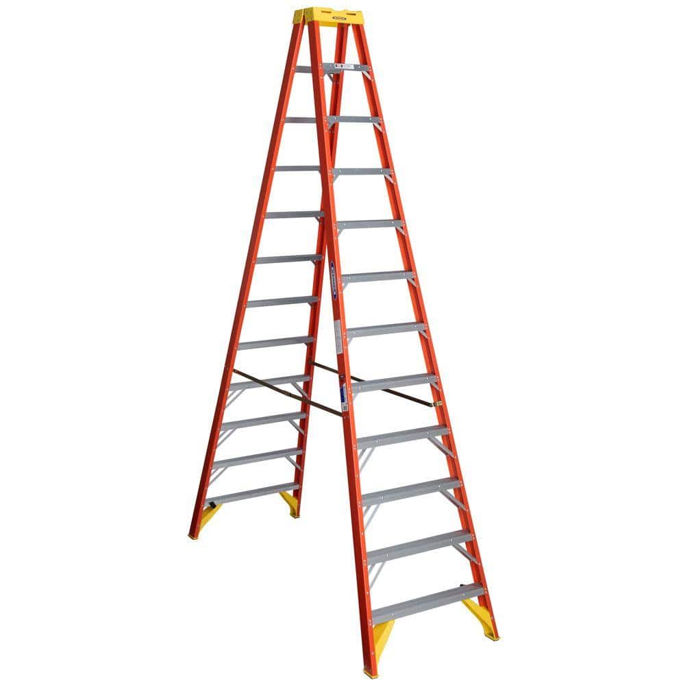 Werner 12 ft. Fiberglass Twin Step Ladder with 300 lbs. Load Capacity Type  IA Duty Rating T6212