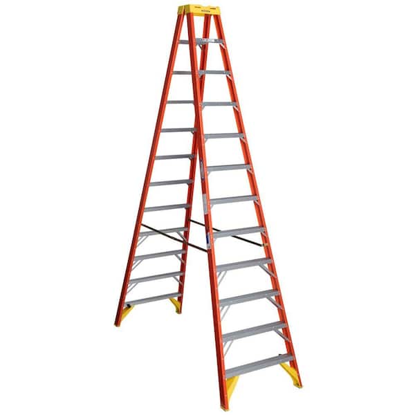 Werner 12 ft. Fiberglass Twin Step Ladder with 300 lbs. Load Capacity Type IA Duty Rating