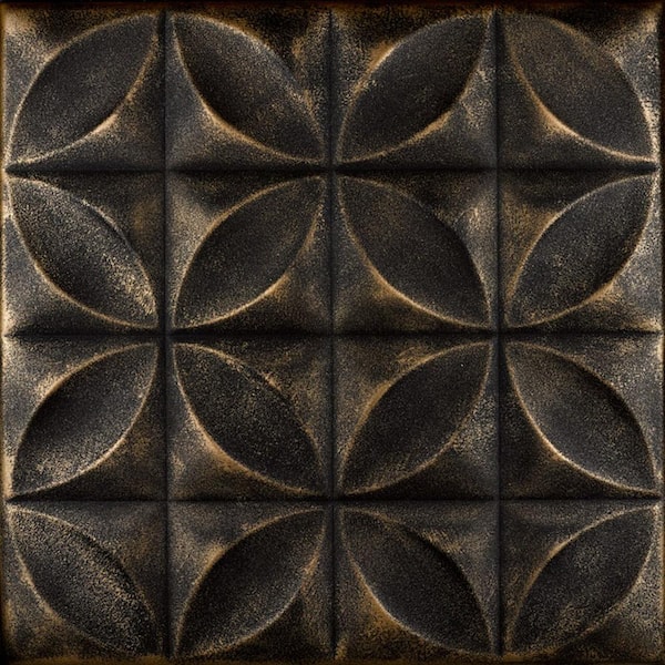Perceptions Black Brass 1.6 ft. x 1.6 ft. Decorative Foam Glue Up Ceiling Tile (21.6 sq. ft./case)