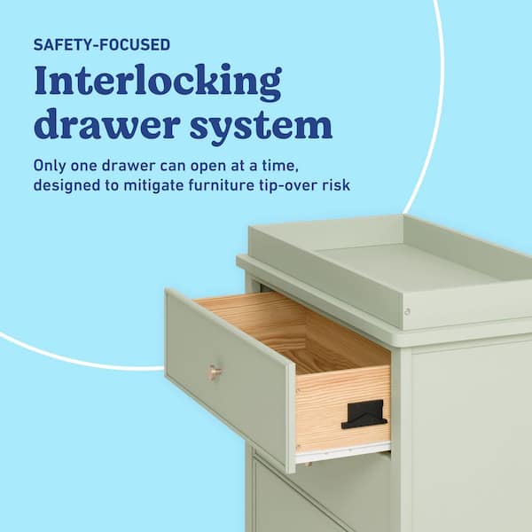 Graco Sasha Sage 3 Drawer 35.47" Dresser with Changing Topper  03713-40L - The Home Depot