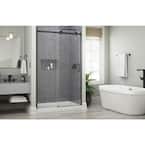 Commix 48 in. x 76 in. Frameless Sliding Shower Door in Matte Black with 5/16 in. (8 mm) Clear Glass
