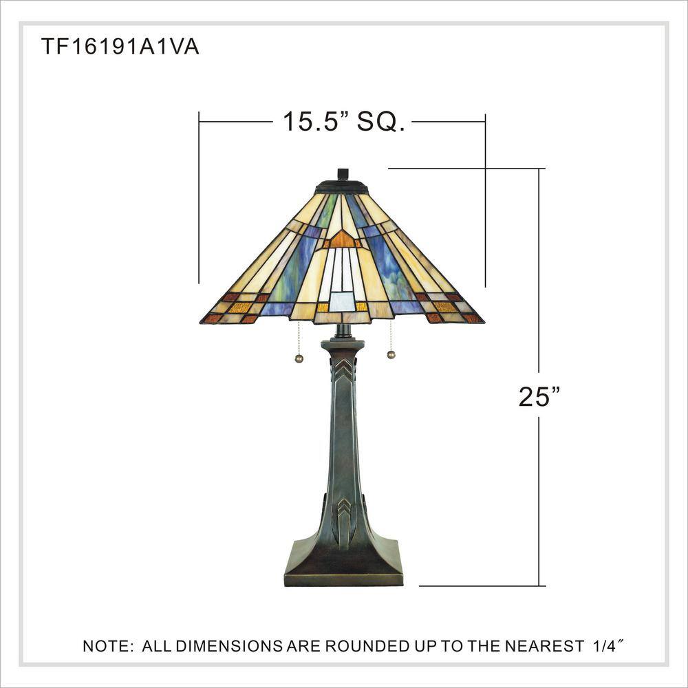 Artisan Blue and Amber Glass 16'' Tiffany Style Desk Lamp