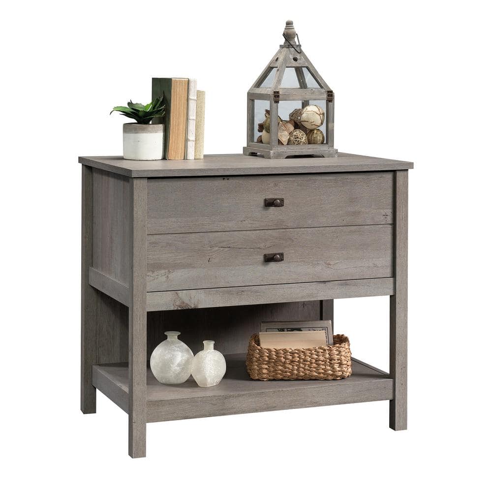 Mystic Oak Lateral File Cabinet with Open Shelf