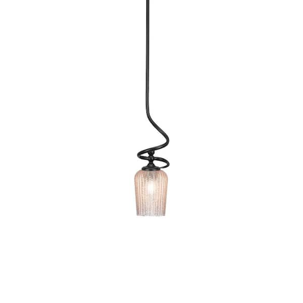 Unbranded Royale 100 W 1-Light Matte Black Standard Mini Pendant Light with Glass Shade