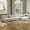 Uixe 160 in. Square Arm 6-piece Corduroy Upholstered U-Shaped Sectional Sofa in Sea Salt Gray CS06-YH-DUZH