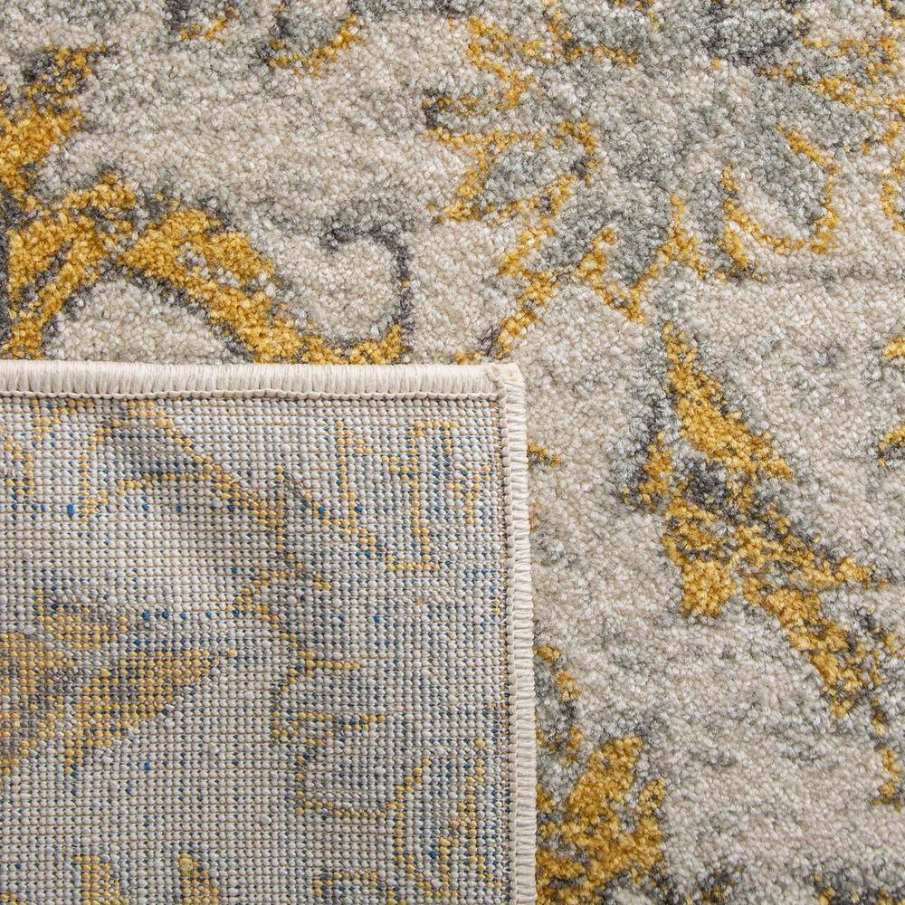 Ivory and Gold High Pile Floral Synthetic Area Rug
