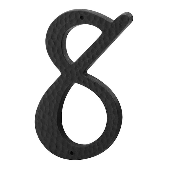 3 in. House Number 8, Plastic, Black with Nails