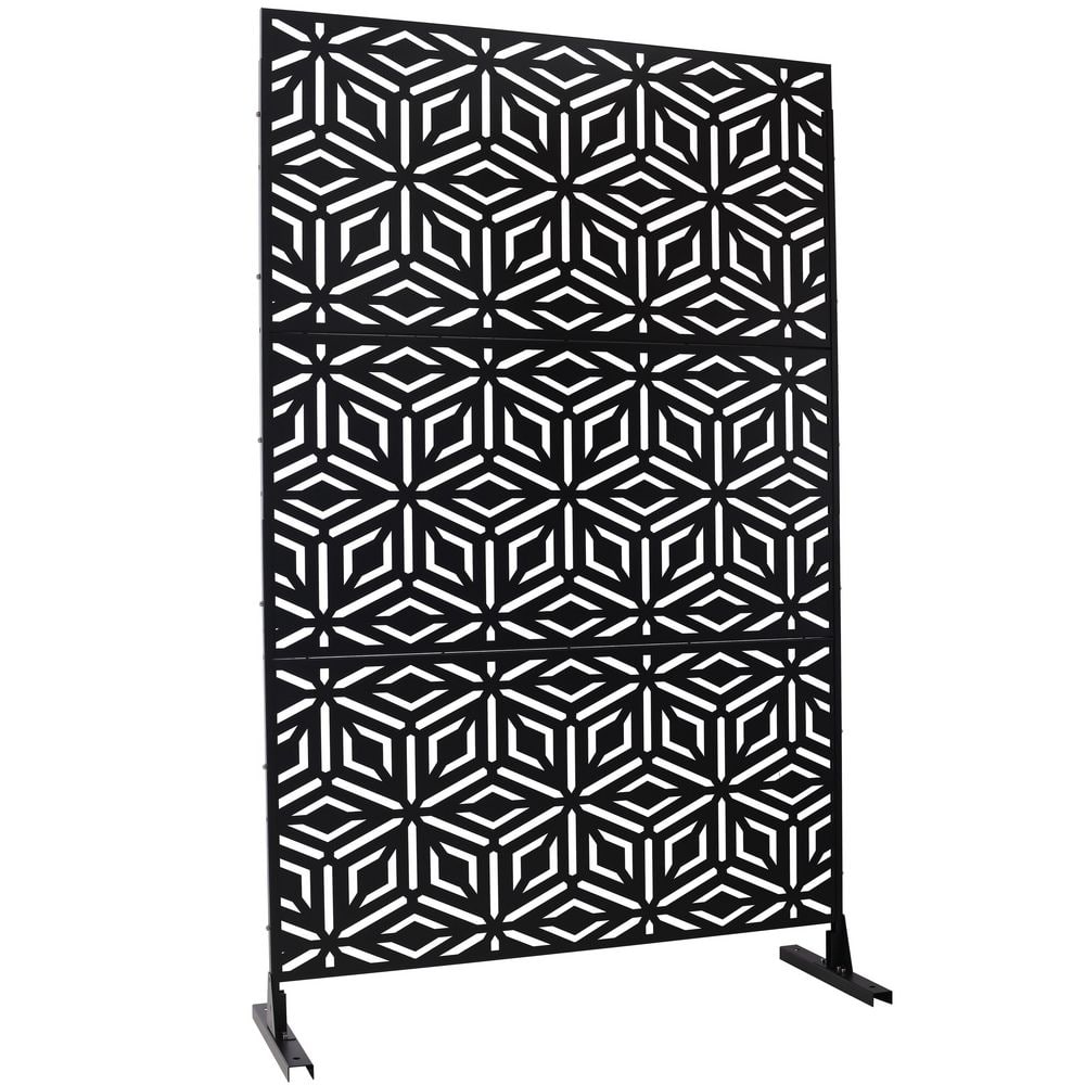 4ft. x 6.33ft. Black Outdoor and Indoor Freestanding Metal Privacy Screen Fence Panels for Lawn Garden (not Composite) price history on PriceWatchPro