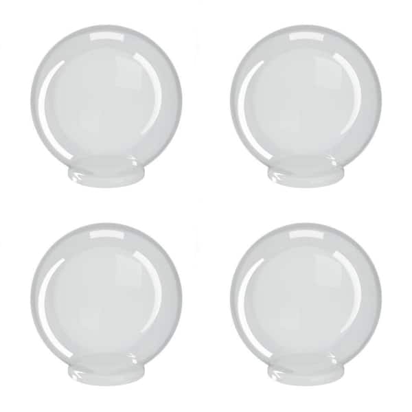 6 in. Smooth Acrylic Clear Globe with 3.14 in. Fitter Neck (4-Pack) - Fixture Not Included