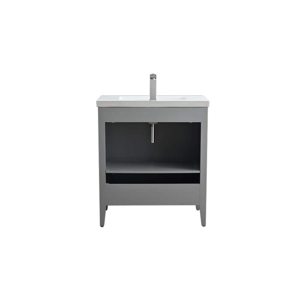 30" Cashmere Gray Single Bathroom Vanity Set with Ceramic Top